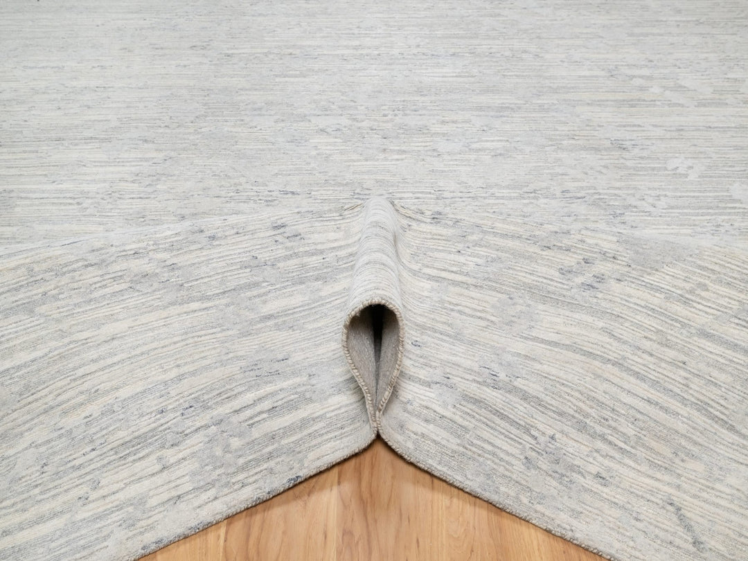 12'0" x 12'1" New Hand Knotted Grey Wool Square Oriental Rug - MOA10290850