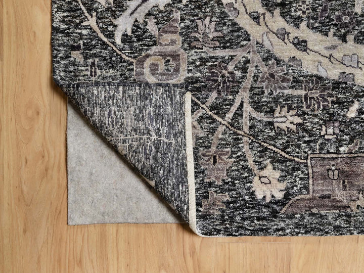 11'8" x 14'11" New Hand Knotted Brown Wool & Silk Rectangle Oriental Rug - MOA10290966