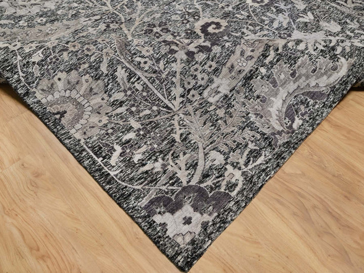 11'8" x 14'11" New Hand Knotted Brown Wool & Silk Rectangle Oriental Rug - MOA10290966