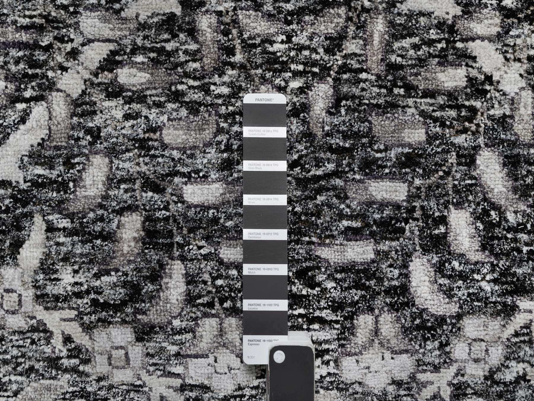 11'8" x 14'11" New Hand Knotted Brown Wool & Silk Rectangle Oriental Rug - MOA10290966