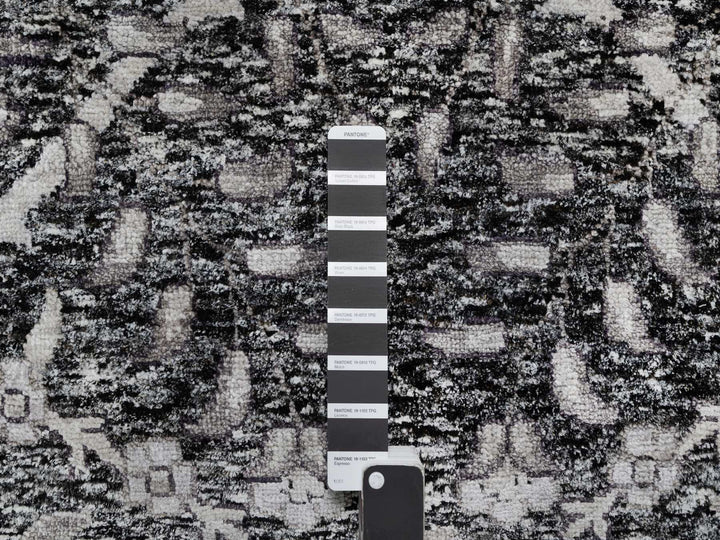 11'8" x 14'11" New Hand Knotted Brown Wool & Silk Rectangle Oriental Rug - MOA10290966