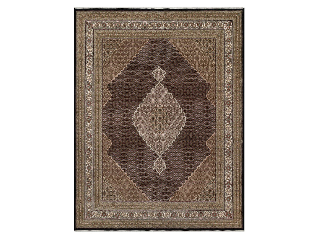 11'8" x 15'2" New Hand Knotted Black Wool Rectangle Oriental Rug - MOA10291056