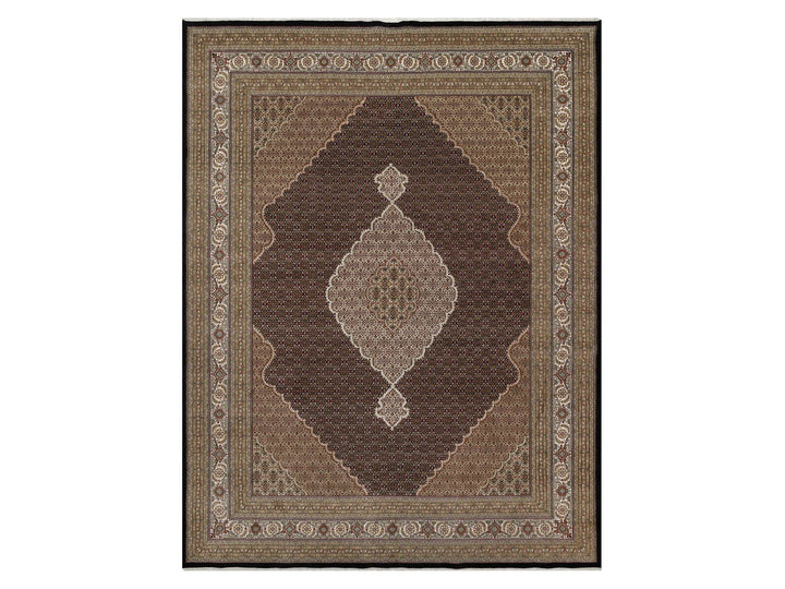 11'8" x 15'2" New Hand Knotted Black Wool Rectangle Oriental Rug - MOA10291056