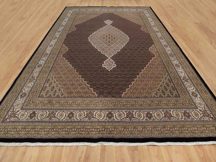 11'8" x 15'2" New Hand Knotted Black Wool Rectangle Oriental Rug - MOA10291056