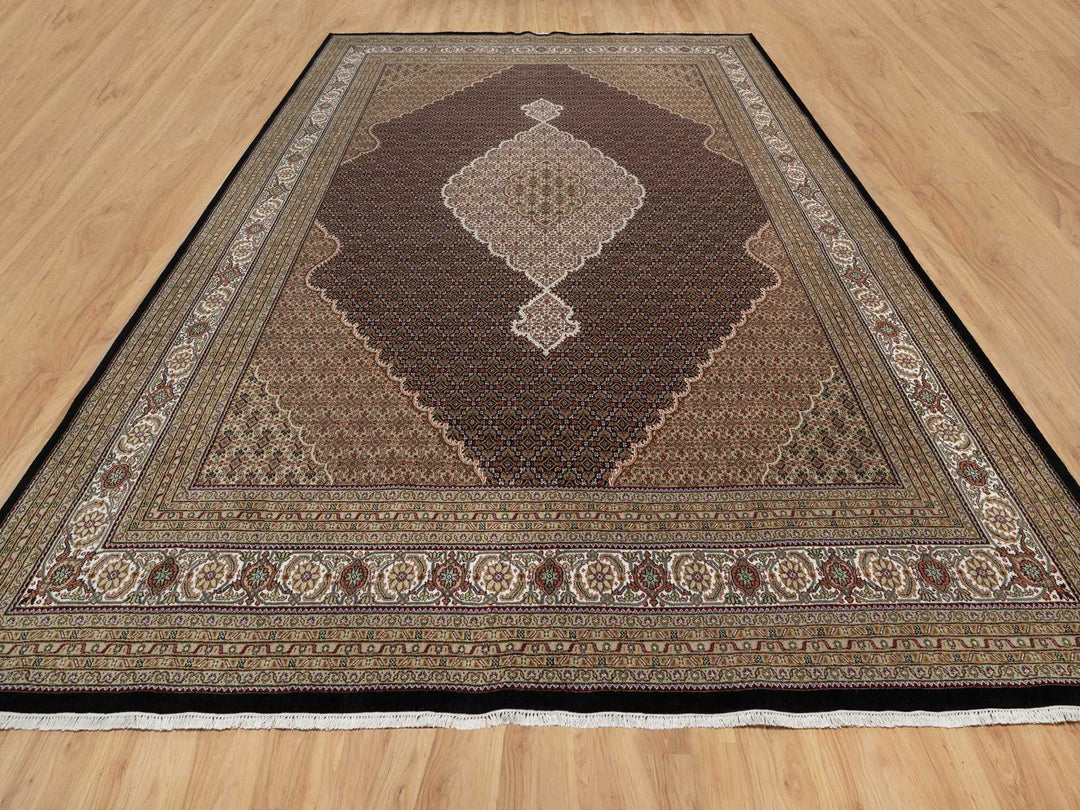 11'8" x 15'2" New Hand Knotted Black Wool Rectangle Oriental Rug - MOA10291056