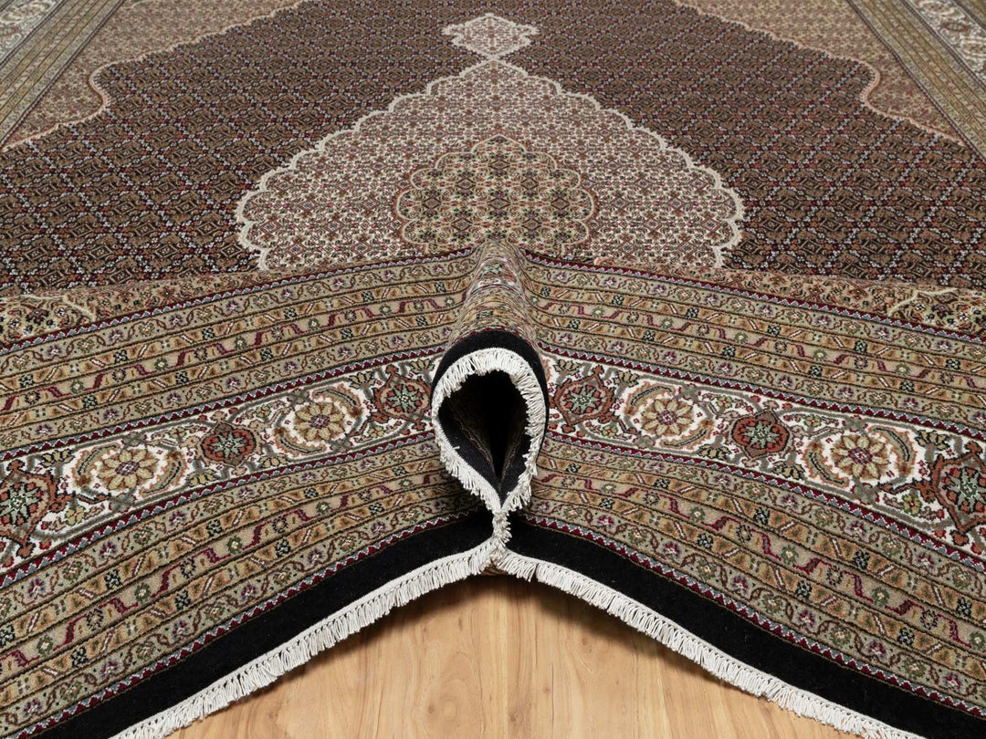 11'8" x 15'2" New Hand Knotted Black Wool Rectangle Oriental Rug - MOA10291056