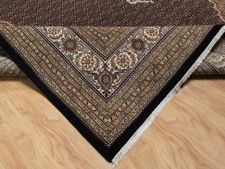 11'8" x 15'2" New Hand Knotted Black Wool Rectangle Oriental Rug - MOA10291056