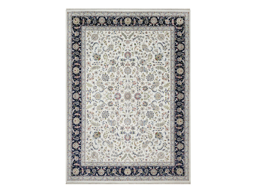 10'2" x 14'0" New Hand Knotted Ivory Wool & Silk Rectangle Oriental Rug - MOA10291057