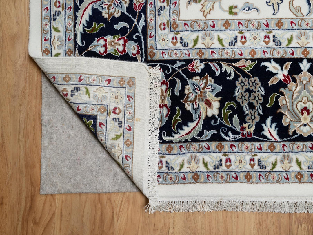 10'2" x 14'0" New Hand Knotted Ivory Wool & Silk Rectangle Oriental Rug - MOA10291057