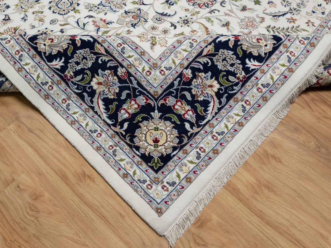 10'2" x 14'0" New Hand Knotted Ivory Wool & Silk Rectangle Oriental Rug - MOA10291057