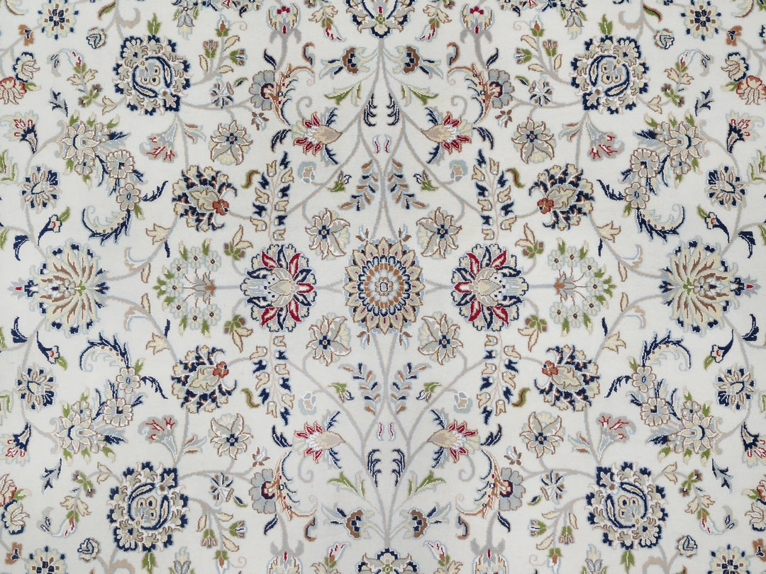 10'2" x 14'0" New Hand Knotted Ivory Wool & Silk Rectangle Oriental Rug - MOA10291057