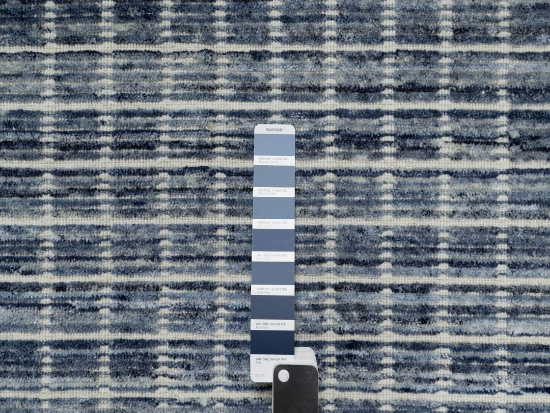 2'2" x 3'1" New Hand Loomed Blue Wool Rectangle Oriental Rug - MOA10291062