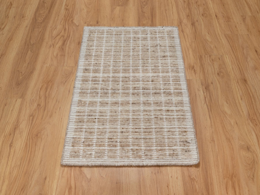 2'2" x 3'1" New Hand Loomed Brown Wool Rectangle Oriental Rug - MOA10291070