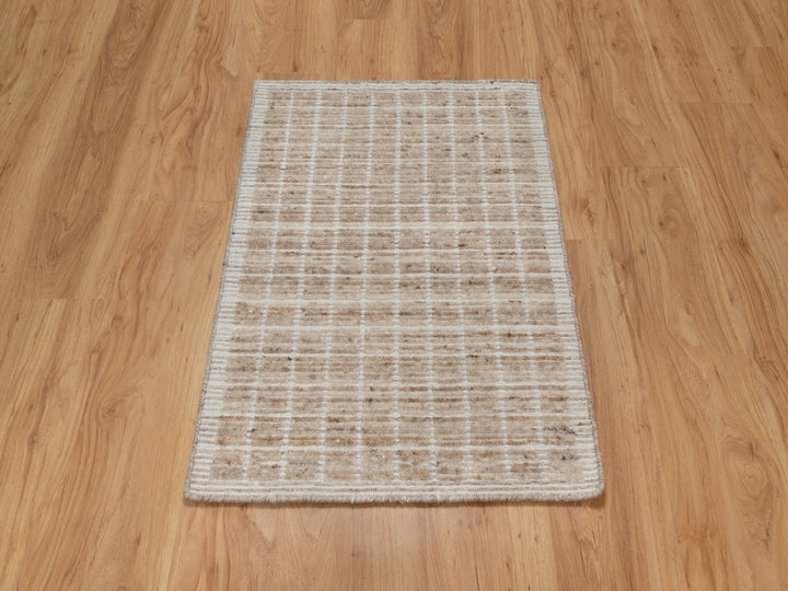 2'2" x 3'1" New Hand Loomed Brown Wool Rectangle Oriental Rug - MOA10291070