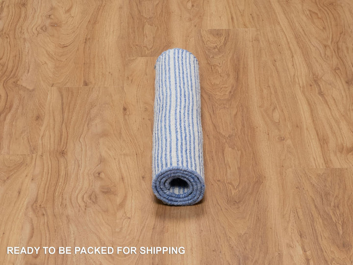 2'1" x 3'1" New Hand Loomed Blue Wool Rectangle Oriental Rug - MOA10291073