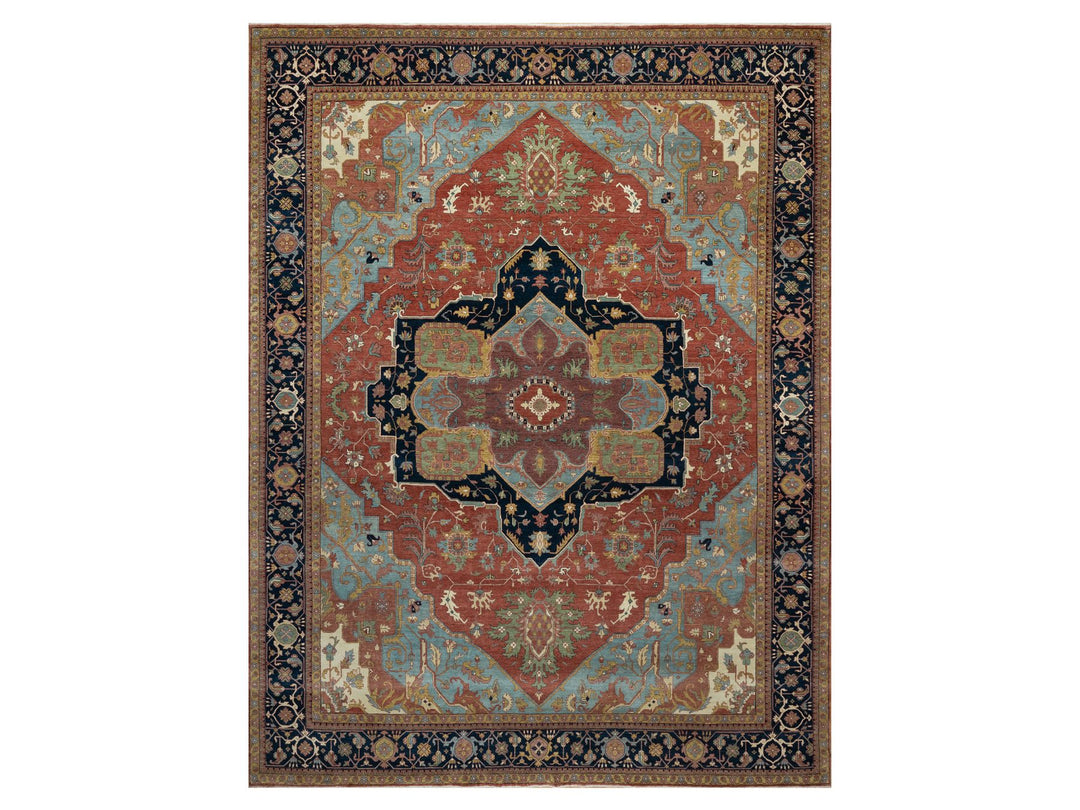 11'9" x 15'4" New Hand Knotted Red Wool Rectangle Oriental Rug - MOA10291109