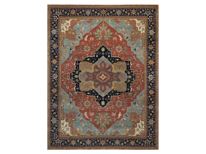 11'9" x 15'4" New Hand Knotted Red Wool Rectangle Oriental Rug - MOA10291109