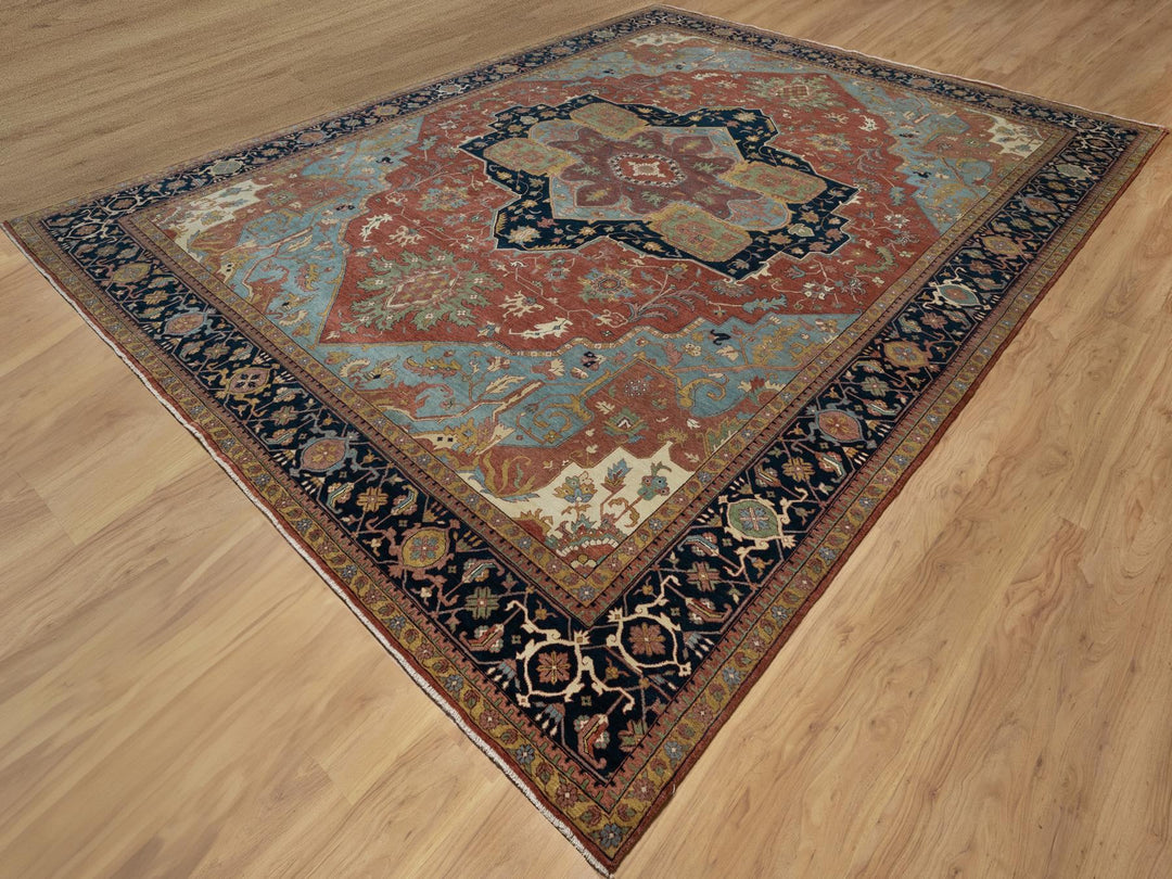 11'9" x 15'4" New Hand Knotted Red Wool Rectangle Oriental Rug - MOA10291109