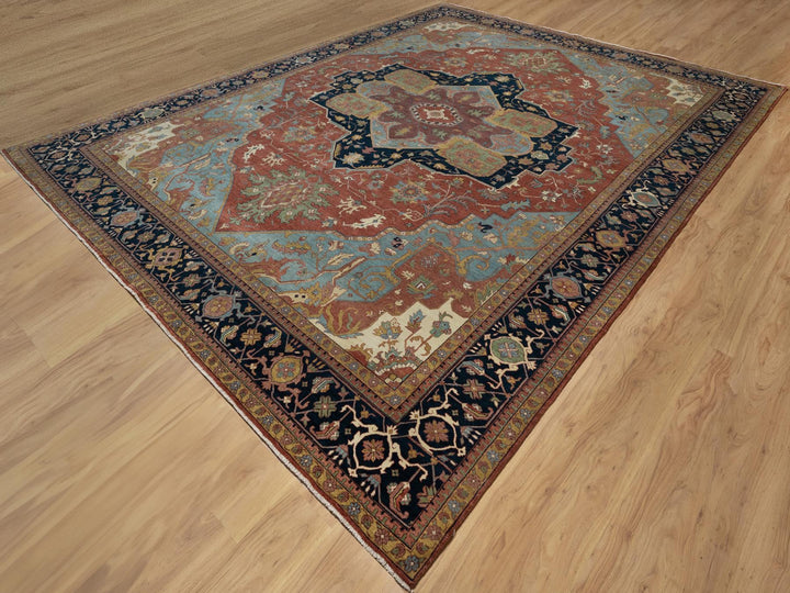 11'9" x 15'4" New Hand Knotted Red Wool Rectangle Oriental Rug - MOA10291109