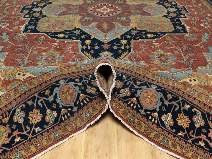 11'9" x 15'4" New Hand Knotted Red Wool Rectangle Oriental Rug - MOA10291109