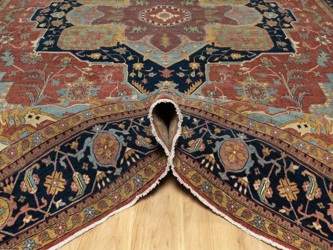 11'9" x 15'4" New Hand Knotted Red Wool Rectangle Oriental Rug - MOA10291109