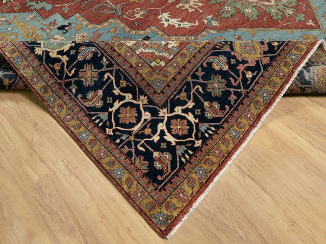 11'9" x 15'4" New Hand Knotted Red Wool Rectangle Oriental Rug - MOA10291109