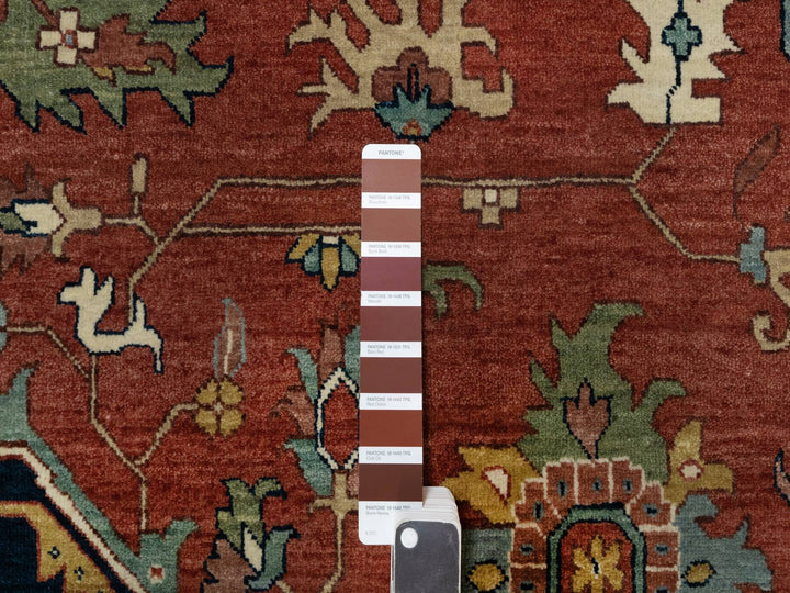 11'9" x 15'4" New Hand Knotted Red Wool Rectangle Oriental Rug - MOA10291109