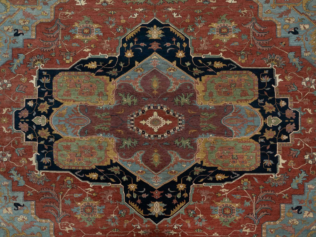 11'9" x 15'4" New Hand Knotted Red Wool Rectangle Oriental Rug - MOA10291109