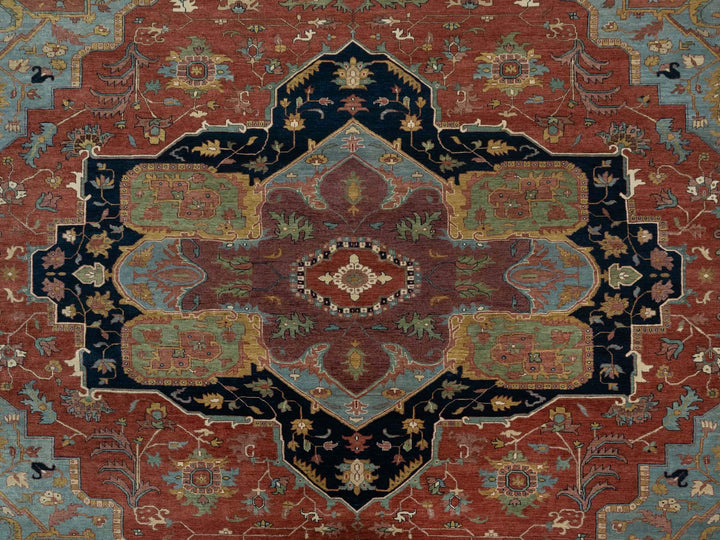 11'9" x 15'4" New Hand Knotted Red Wool Rectangle Oriental Rug - MOA10291109