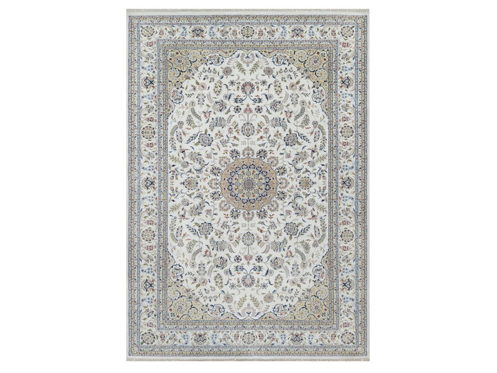 11'9" x 18'1" New Hand Knotted Ivory Wool & Silk Rectangle Oriental Rug - MOA10291127