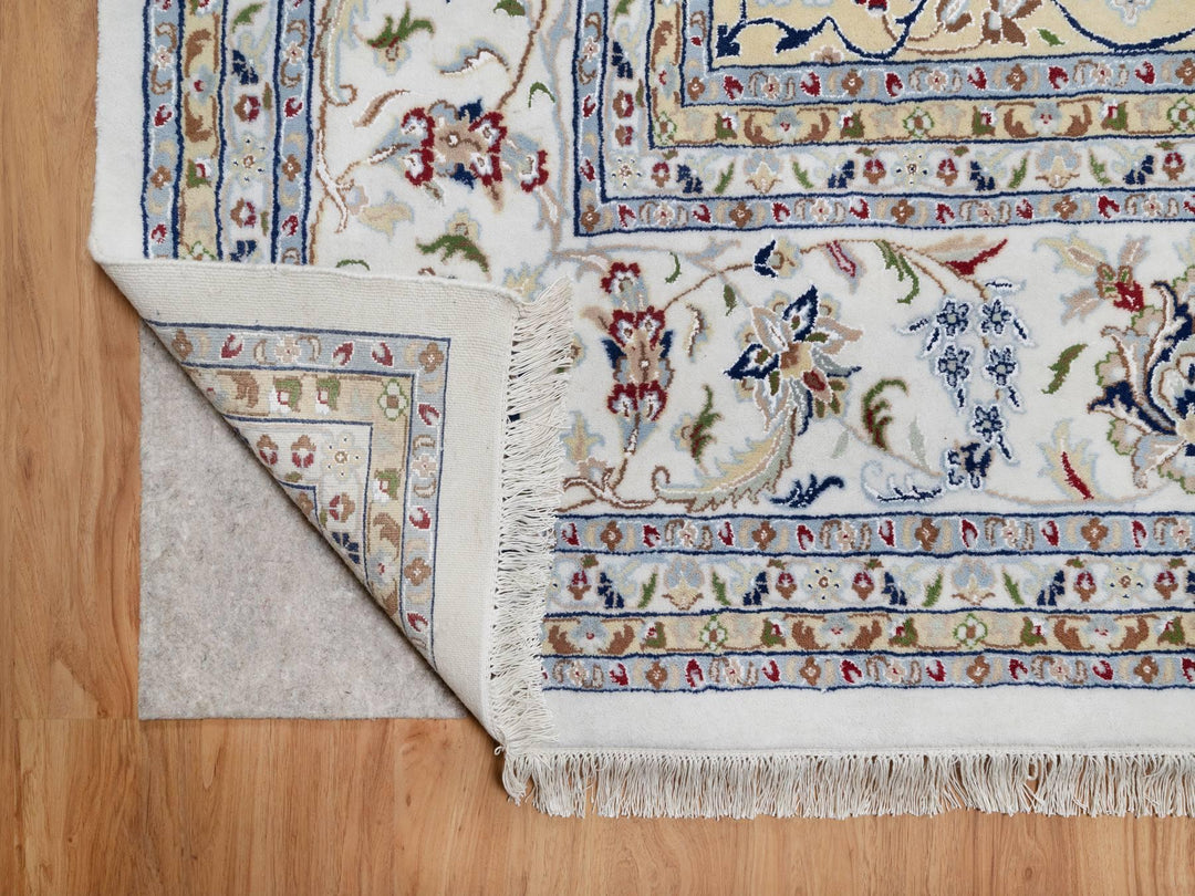 11'9" x 18'1" New Hand Knotted Ivory Wool & Silk Rectangle Oriental Rug - MOA10291127