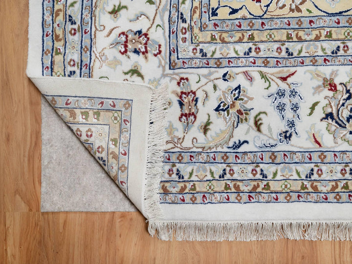 11'9" x 18'1" New Hand Knotted Ivory Wool & Silk Rectangle Oriental Rug - MOA10291127