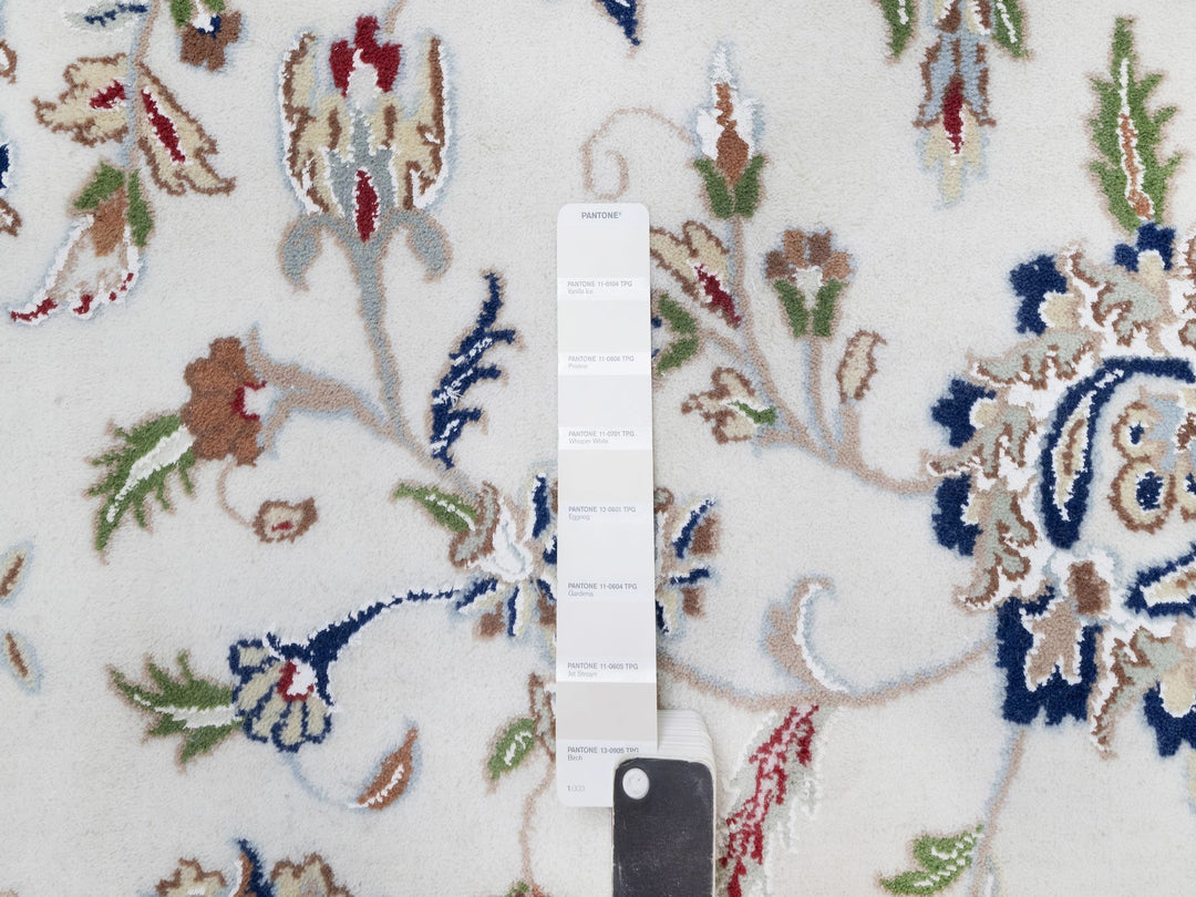 11'9" x 18'1" New Hand Knotted Ivory Wool & Silk Rectangle Oriental Rug - MOA10291127