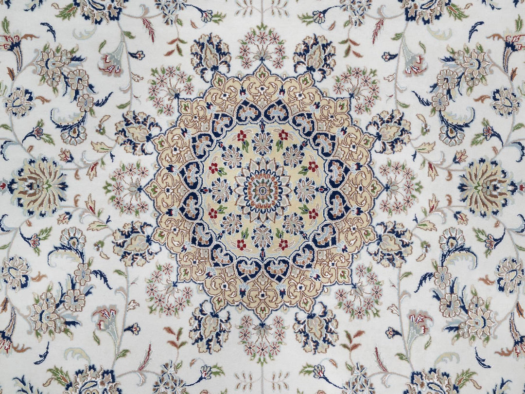 11'9" x 18'1" New Hand Knotted Ivory Wool & Silk Rectangle Oriental Rug - MOA10291127