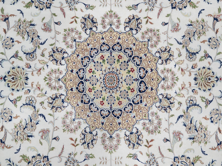 11'9" x 18'1" New Hand Knotted Ivory Wool & Silk Rectangle Oriental Rug - MOA10291127