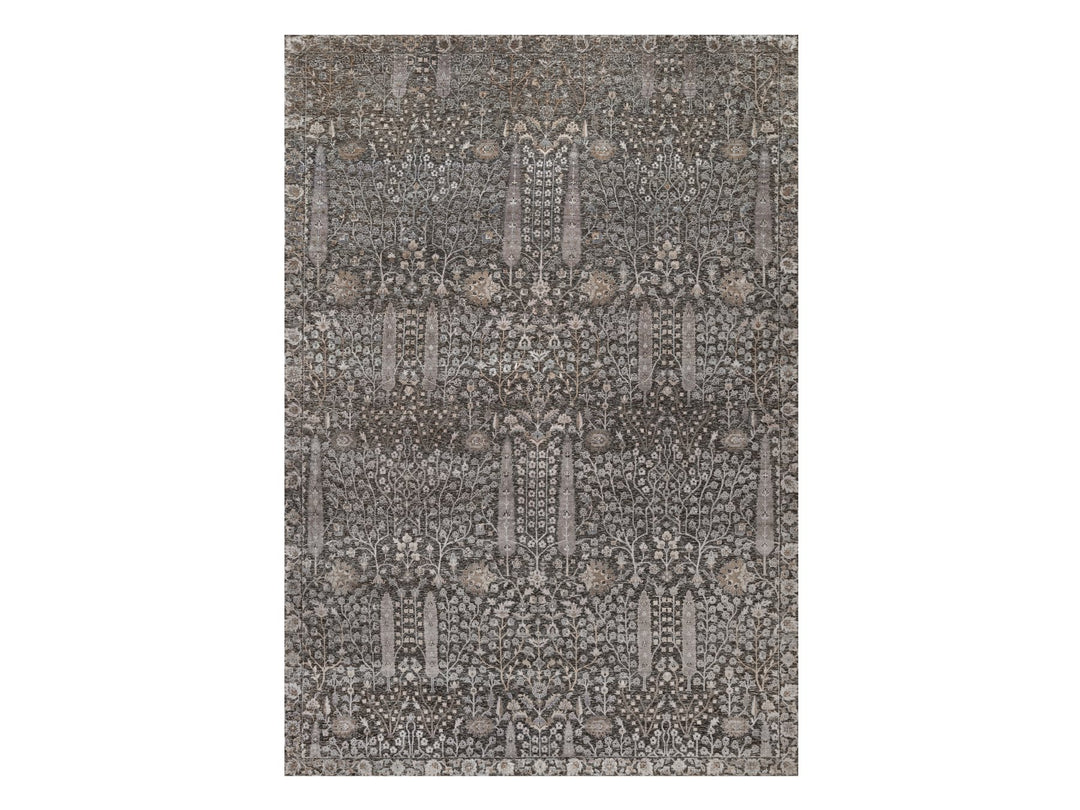9'9" x 14'2" New Hand Knotted Grey Wool & Silk Rectangle Oriental Rug - MOA10291171