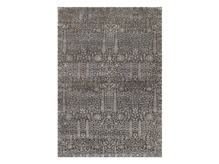 9'9" x 14'2" New Hand Knotted Grey Wool & Silk Rectangle Oriental Rug - MOA10291171