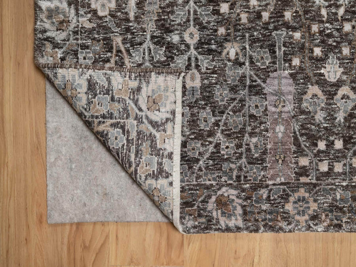 9'9" x 14'2" New Hand Knotted Grey Wool & Silk Rectangle Oriental Rug - MOA10291171