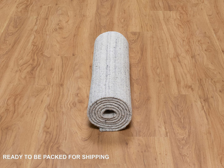 2'6" x 8'0" New Hand Loomed Ivory Wool Runner Oriental Rug - MOA10291178