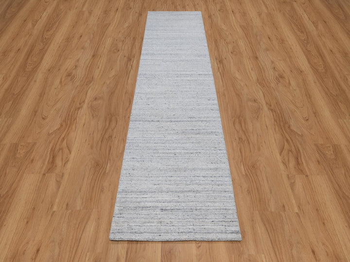 2'6" x 10'0" New Hand Loomed Ivory Wool Runner Oriental Rug - MOA10291179