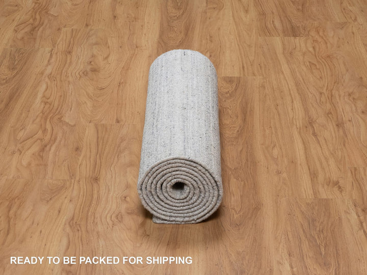 2'6" x 10'0" New Hand Loomed Ivory Wool Runner Oriental Rug - MOA10291179