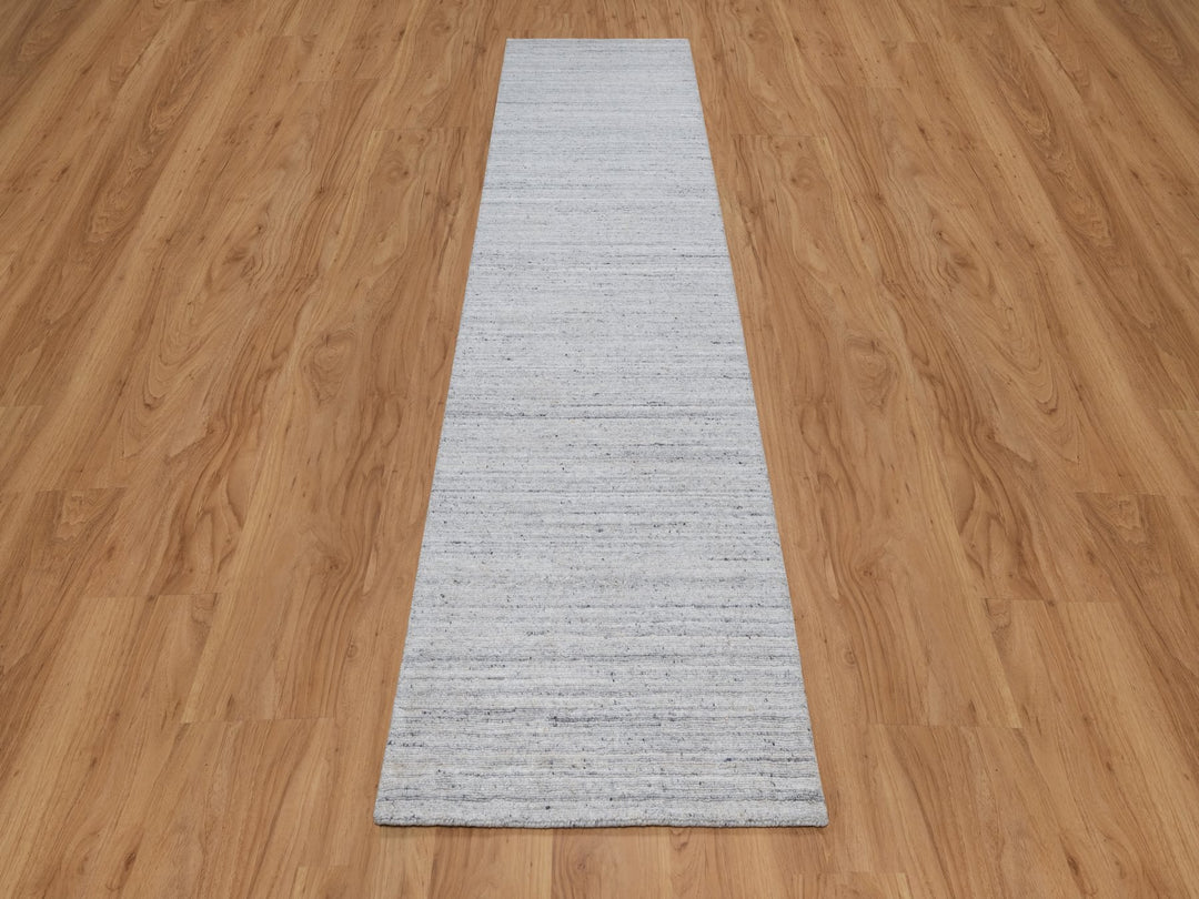 2'6" x 10'0" New Hand Loomed Ivory Wool Runner Oriental Rug - MOA10291180