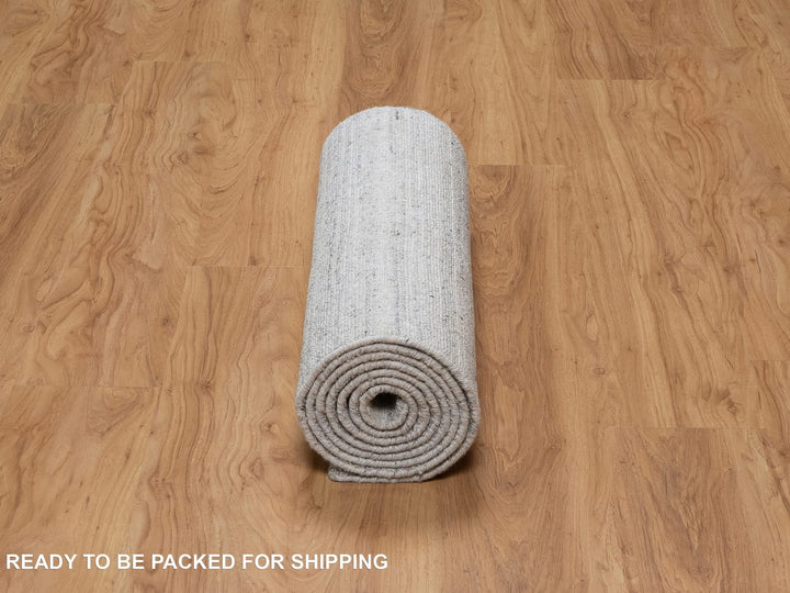 2'6" x 10'0" New Hand Loomed Ivory Wool Runner Oriental Rug - MOA10291180