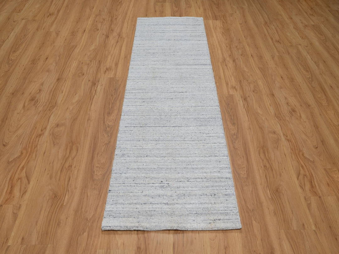 2'6" x 8'0" New Hand Loomed Ivory Wool Runner Oriental Rug - MOA10291181