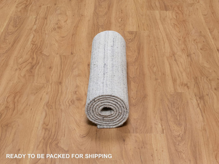 2'6" x 8'0" New Hand Loomed Ivory Wool Runner Oriental Rug - MOA10291181