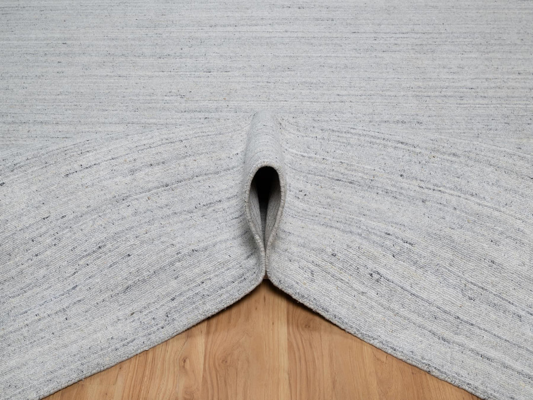 8'11" x 12'0" New Hand Loomed Ivory Wool Rectangle Oriental Rug - MOA10291183