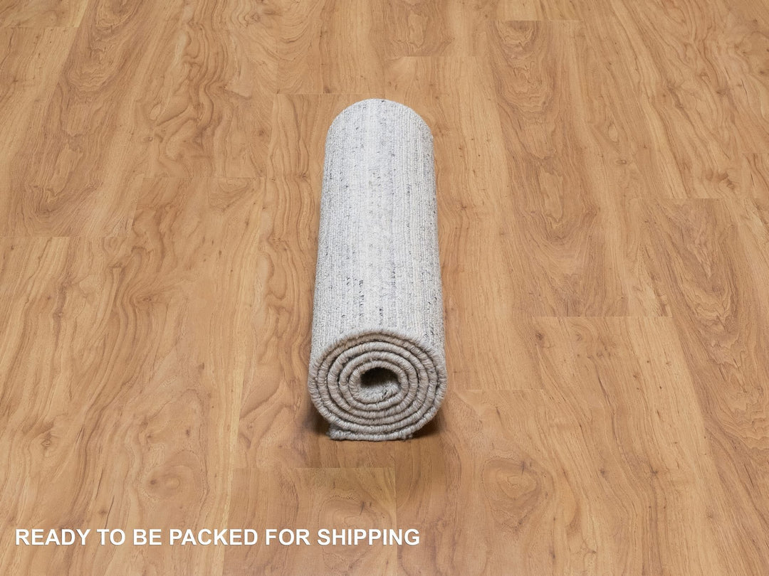 2'6" x 6'0" New Hand Loomed Ivory Wool Runner Oriental Rug - MOA10291185