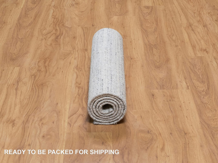 2'6" x 6'0" New Hand Loomed Ivory Wool Runner Oriental Rug - MOA10291185