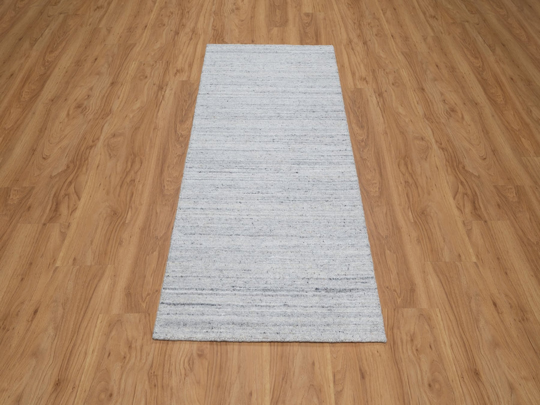 2'6" x 6'0" New Hand Loomed Ivory Wool Runner Oriental Rug - MOA10291186