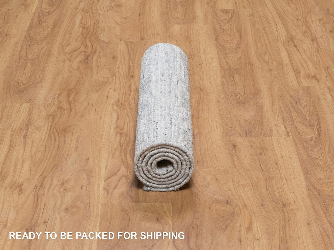 2'6" x 6'0" New Hand Loomed Ivory Wool Runner Oriental Rug - MOA10291186